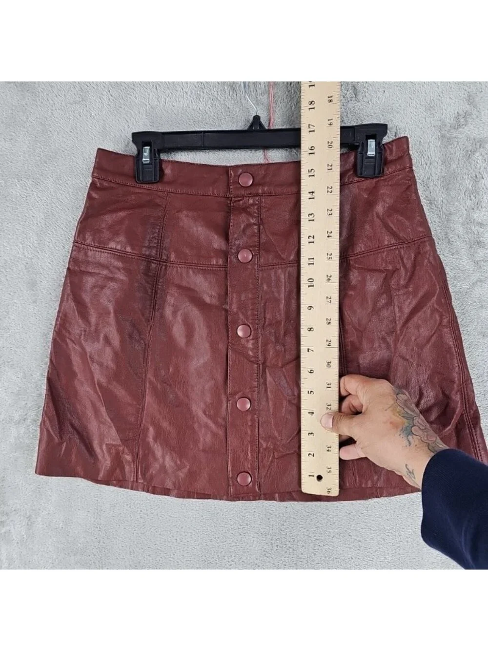 Free People Skirt Womens 8 Brown Vegan Faux Leather A Line Mini Snap Front